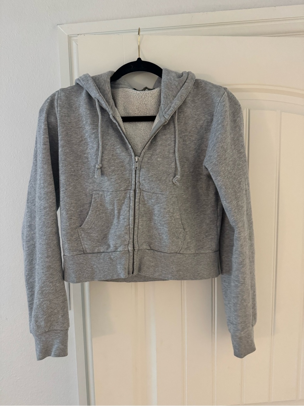 Brandy Gray Cropped Zip-Up Hoodie